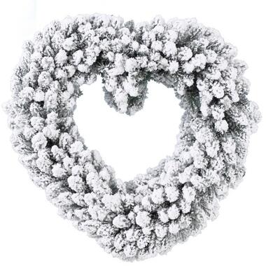 Kerstkans - hartvormig - met nepsneeuw - 50 cm product
