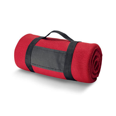 1x Fleece dekens/plaids rood met afneembaar handvat 150 x 120 cm product