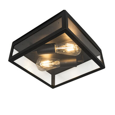 QAZQA Industriële buitenplafondlamp zwart 2-lichts - Rotterdam product