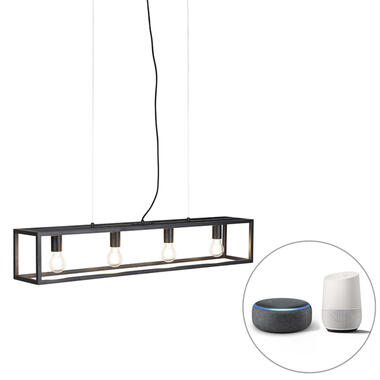 QAZQA Smart industriële hanglamp zwart incl. 4 WiFi A60 - Cage 4 product