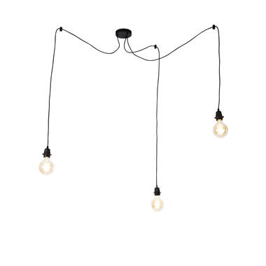 QAZQA IndustriÃ«le hanglamp zwart 3-lichts - Cava product