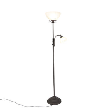 QAZQA Klassieke vloerlamp bruin met leeslamp - Dallas product