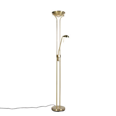 QAZQA Vloerlamp goud met leeslamp incl. LED en dimmer - Diva 2 product
