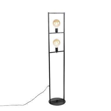 QAZQA IndustriÃ«le vloerlamp 2-lichts zwart - Simple Cage product
