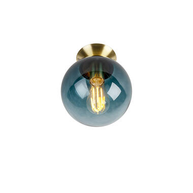 QAZQA Art deco plafondlamp messing met oceaanblauw glas - Pallon product
