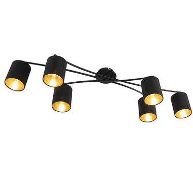QAZQA Moderne plafondlamp zwart 6-lichts - Lofty product