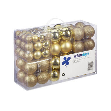 Relaxdays Kerstballen set - 100 stuks - goud - kunststof product