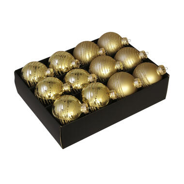 Othmar Decorations Kerstballen - 12 stuks - goud - glas - 7 cm product