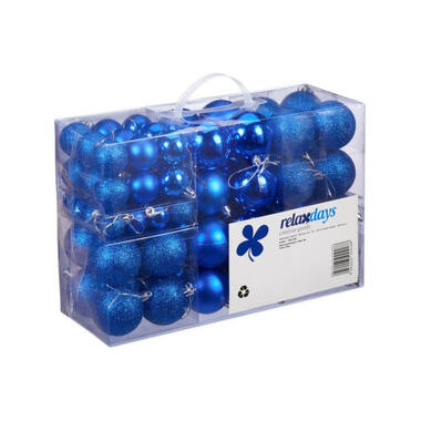 Relaxdays Kerstballen - 100x st - kobalt blauw - kunststof product