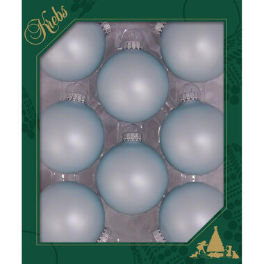 Krebs Kerstballen - 8 stuks - lichtblauw - glas - 7 cm product