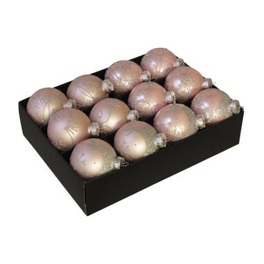 Othmar Decorations Luxe kerstballen - 12x - lichtroze - 7,5 cm - glas product