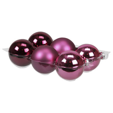 Othmar Decorations Kerstballen - 6x st - cherry roze - 8 cm - glas product