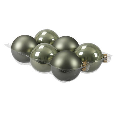 Othmar decorations Kerstballen - 6 stuks - groen - glas - 8 cm product