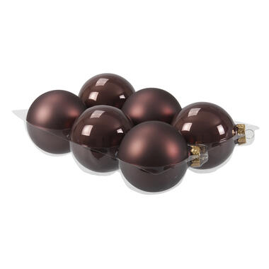 Othmar Decorations Kerstballen - 6ST - donkerbruin - glas - 8 cm product