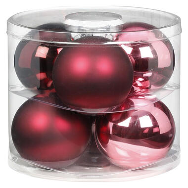 Inge Christmas Grote kerstballen - 6x - roze/rood - 10 cm product