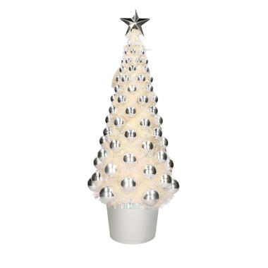 Bellatio decorations Kerstboom - kunst - met deco en lichtjes - 60 cm product