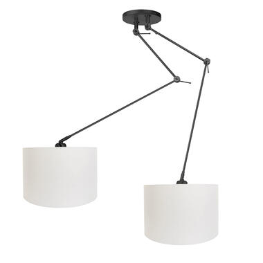 Ylumen Hanglamp Knik 2 lichts met witte kappen Ø 40 cm zwart product