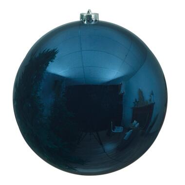 Decoris Kerstbal - donkerblauw - groot - kunststof - 20 cm product