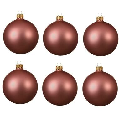 Decoris Kerstballen - 6 stuks - oud roze - glas - mat - 6 cm product