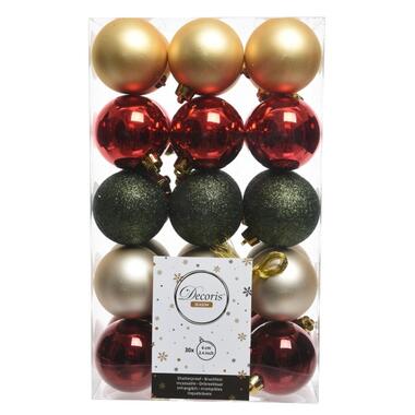 Decoris kerstballen - 30x st - rood/groen/goud - D6 cm product