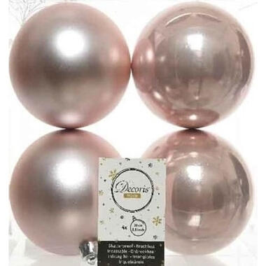 Decoris Kerstballen - 4x st - lichtroze - 10 cm - kunststof product