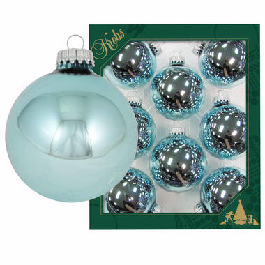 Krebs kerstballen - 8x st - starlight blauw - 7 cm - glas product