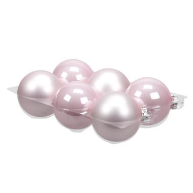 Othmar Decorations Kerstballen - 6ST - roze - glas - 8 cm product