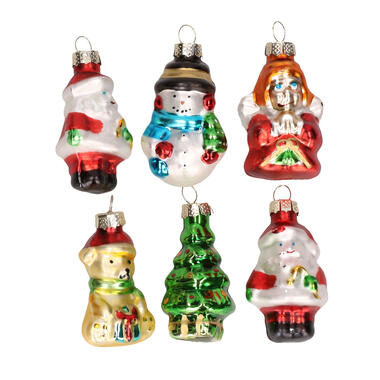 Kerstballen - 6 stuks - figuurtjes - glas - 5 cm product