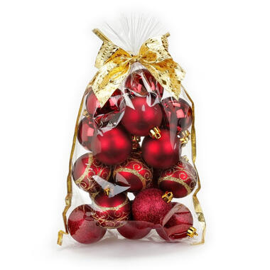 Inge Christmas Kerstballen - 20 stuks - rood - kunststof - 6 cm product