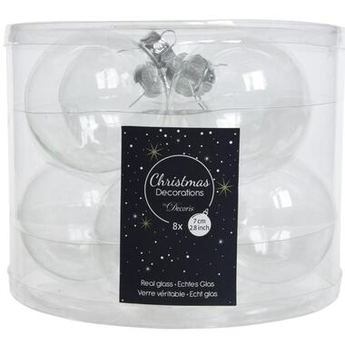 Decoris kerstballen - 8x - transparant - D7 cm - glas product