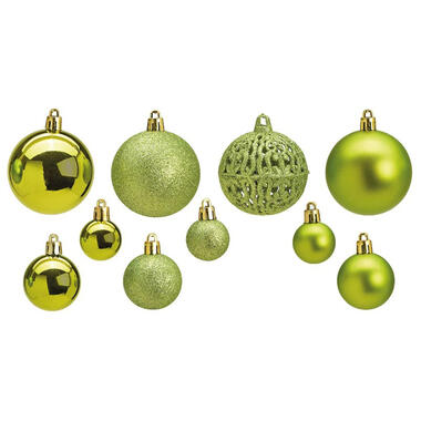 Bellatio decorations Kerstballen - 100x - lime groen - kunststof product