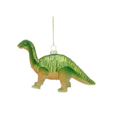 Bellatio decorations Kersthanger - dinosaurus - groen - glas - 16 cm product