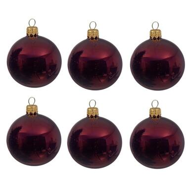 Decoris Kerstballen set - 6x stuks - donker rood - glas - 6 cm product