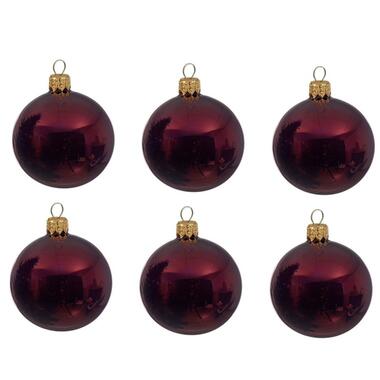 Decoris kerstballen - 6x - donkerrood - D8 cm - glas product