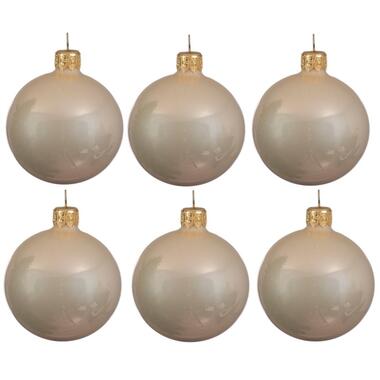 Decoris kerstballen - 6x - licht parel/champagne - D8 cm - glas product