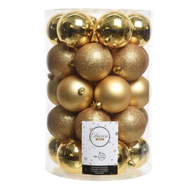 Decoris Kerstballen - 34ST - goud - kunststof - glans/mat - 8 cm product