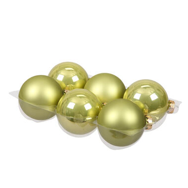 Othmar Decorations Kerstballen - 6x st - salie groen - 8 cm - glas product