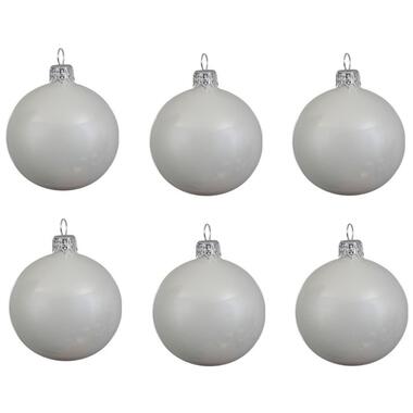 Decoris Kerstballen - 6 stuks - winter wit - glas - glans - 8 cm product