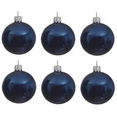 Decoris Kerstballen set - 6x stuks - blauw - glas - 6 cm - glans product