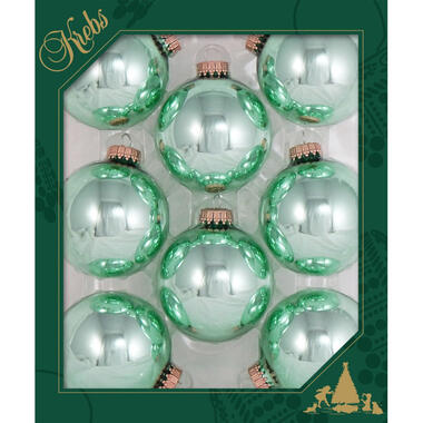 Krebs Kerstballen - 8ST - groen - 7cm - glas - seafoam mintgroen product