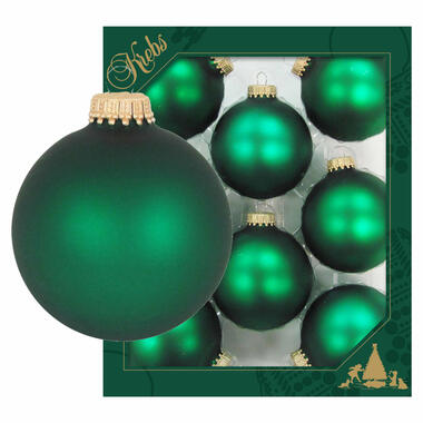 Krebs Kerstballen - 8 stuks - mat groen - glas - 7 cm product