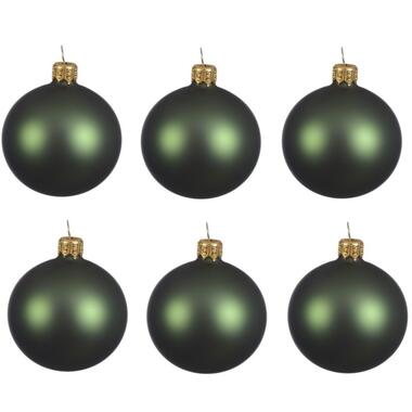 Decoris Kerstballen set - 6x stuks - donkergroen - glas - 6 cm product