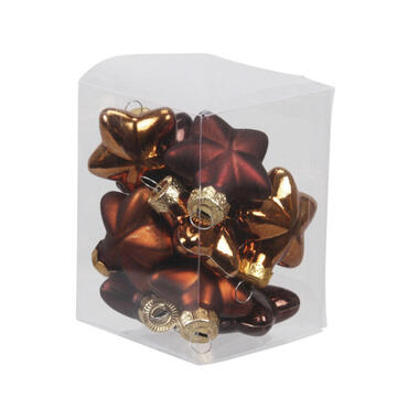 Bellatio decorations Kerstballen 12x bruin sterren glas