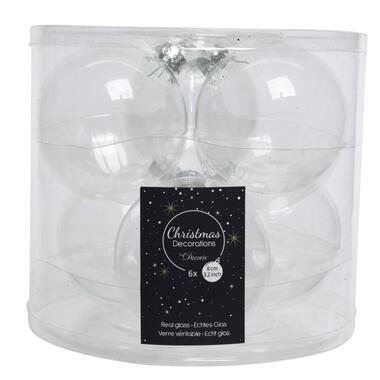 Decoris kerstballen - 6x - transparant parelmoer - D8 cm - glas product