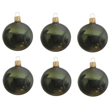 Decoris Kerstballen - 6 stuks - donkergroen - glans - glas - 8 cm product