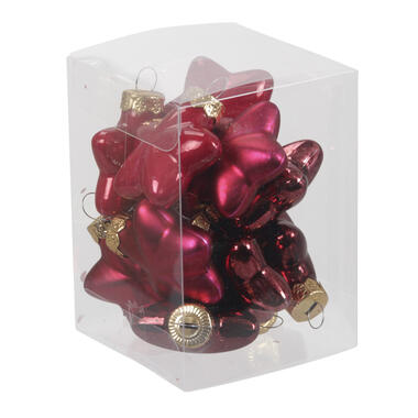 Bellatio decorations Kerstballen - 12x - rood - sterren - glas product