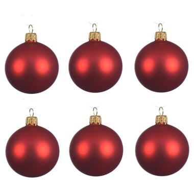 Decoris Kerstballen - 6x st rood - D8 cm - glas - mat product