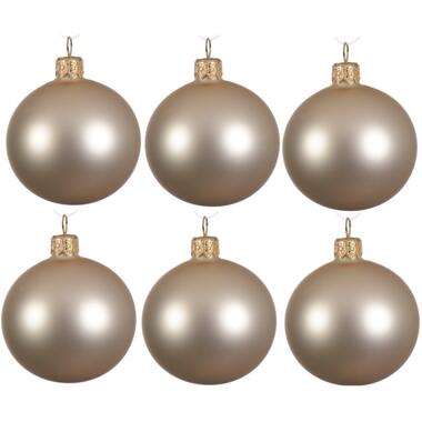 Decoris kerstballen - 6x - parel champagne - 8 cm - glas - mat product