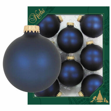 Krebs Kerstballen - 8 st - donkerblauw - glas - 7 cm product