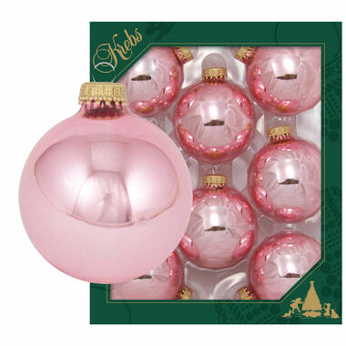 Krebs kerstballen - 8x st - pink blush lichtroze - 7 cm - glas product